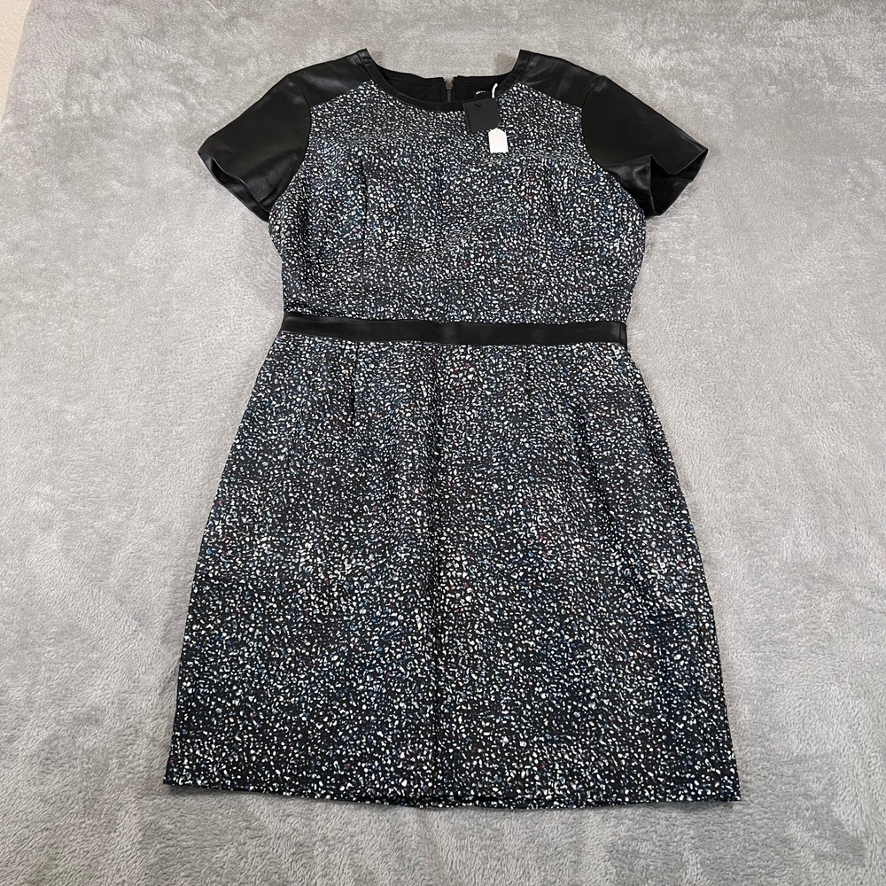 Club Monaco Dress Faux Leather Trim Career Party Cocktail Dress Size 12